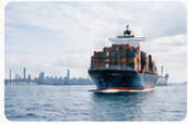 Cargo ship at sea